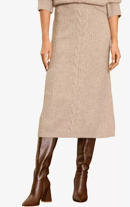 Béžová pletená sukně se vzorem, Love & Roses, 2 065 Kč