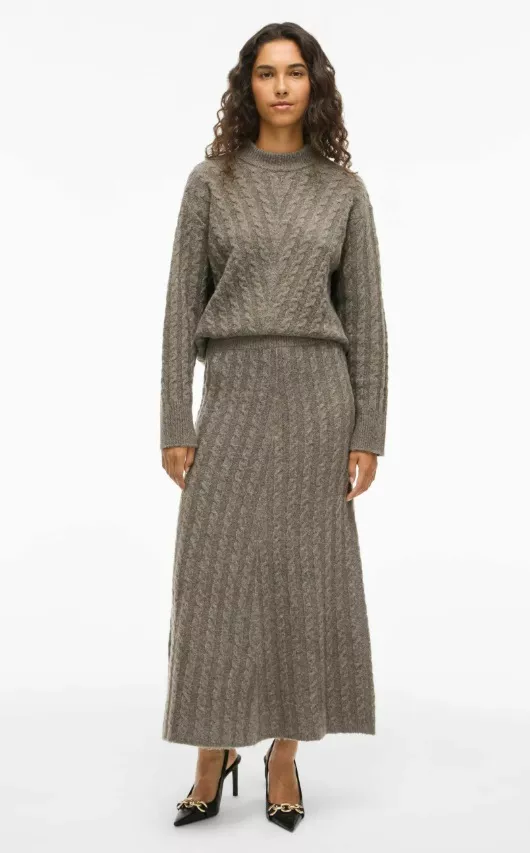 Vlněná maxi sukně s copánkovým vzorem, VILA, 1 101 Kč