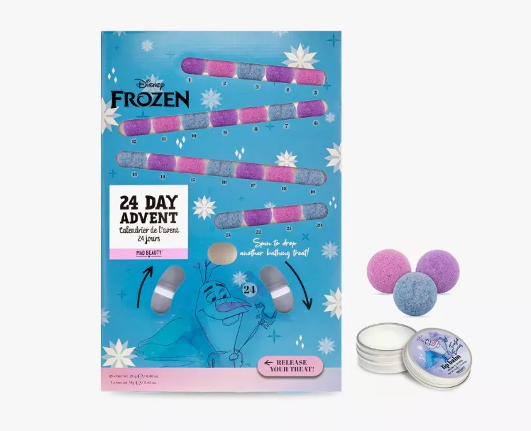 Dětský adventní kalendář s koupelnovými bombami a balzámem na rty, Mad Beauty, 327 Kč