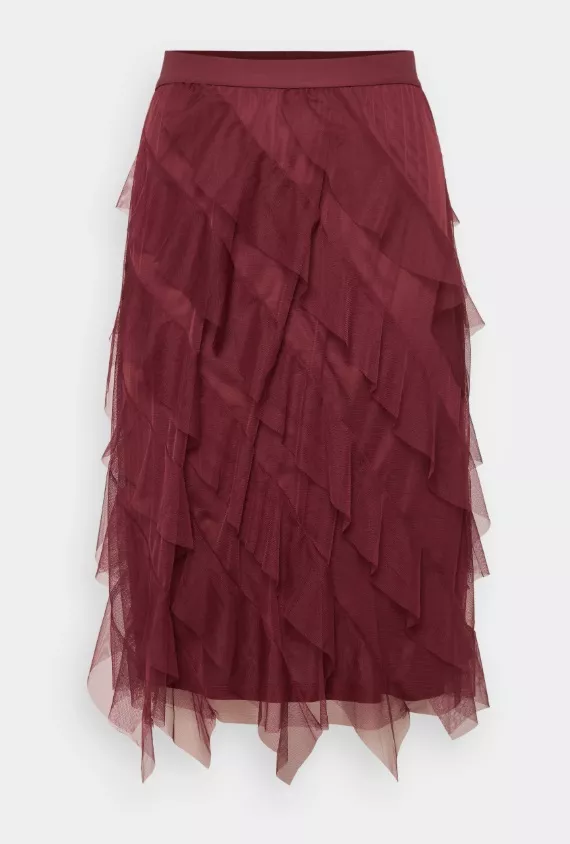 Volánová bordó sukně, ONLY, 953 Kč