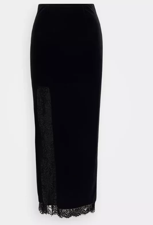 Sametová maxi sukně s krajkou, Gina Tricot, 960 Kč