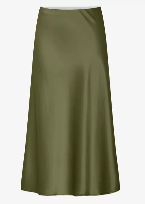 Khaki saténová sukně, YAS, 1 223 Kč