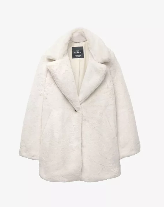 Bílý kožich z umělé kožešiny, PULL&BEAR, 1 199 Kč