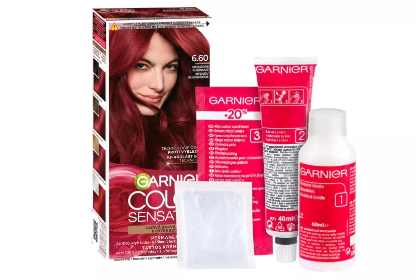 Barva na vlasy s červeným tónem, Garnier, 120 Kč