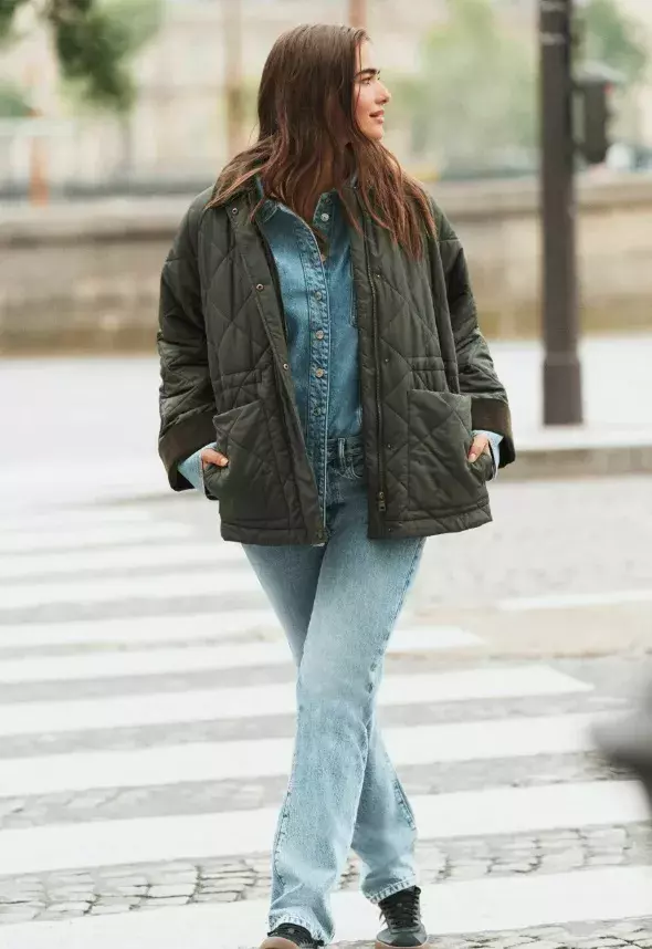 Zelená prošívaná bunda, Next, 1 990 Kč