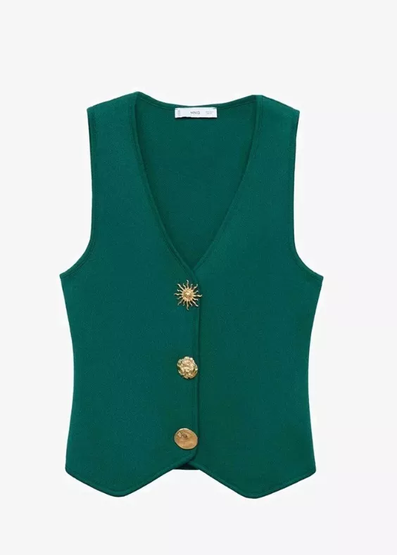 Vesta se zlatými knoflíčky, Mango, 999 Kč