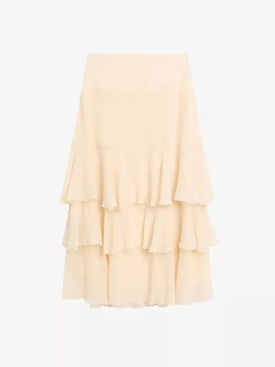 Světlá volánová sukně, Massimo Dutti, 1 999 Kč