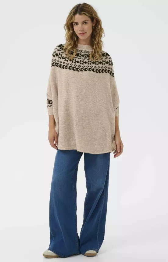 Přírodní svetr se vzorem, Cream, 1 154 Kč