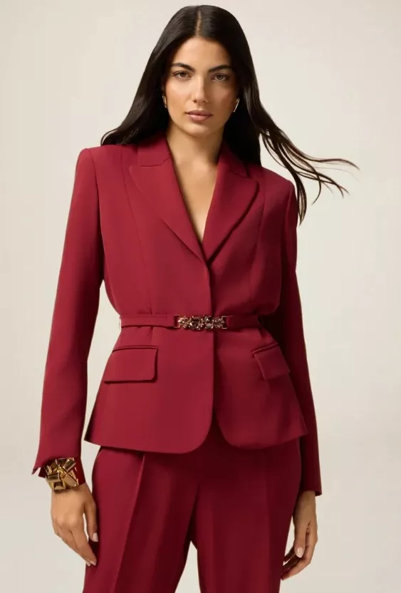 Cihlově červené sako s páskem a přezkou, Oltre, 4 059 Kč