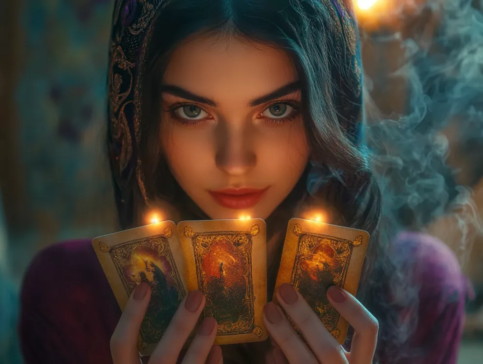 žena s tarotovými kartami
