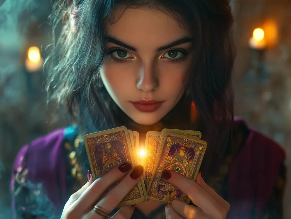 žena s tarotovými kartami