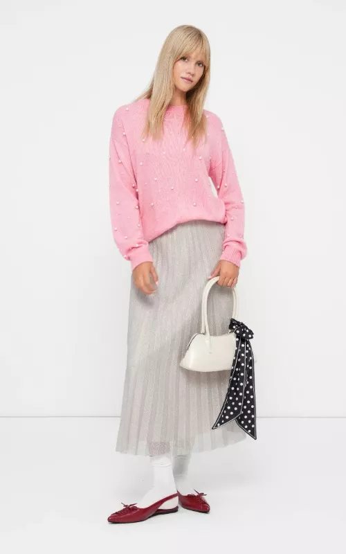 Růžový svetr s perlami, ONLY, 960 Kč