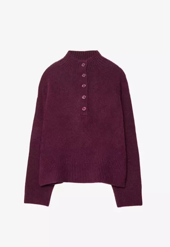 Vínový svetr, Stradivarius, 849 Kč