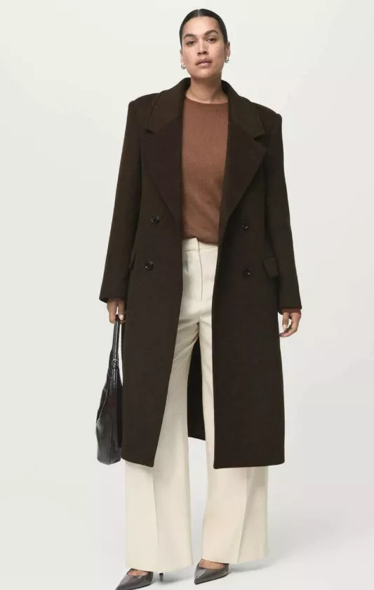 Čokoládově hnědý kabát, Mango, 2 999 Kč