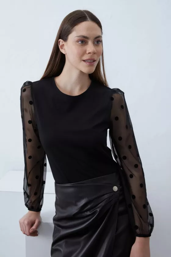 Halenka s průsvitnými nabíranými rukávy, Anna Field, 494 Kč