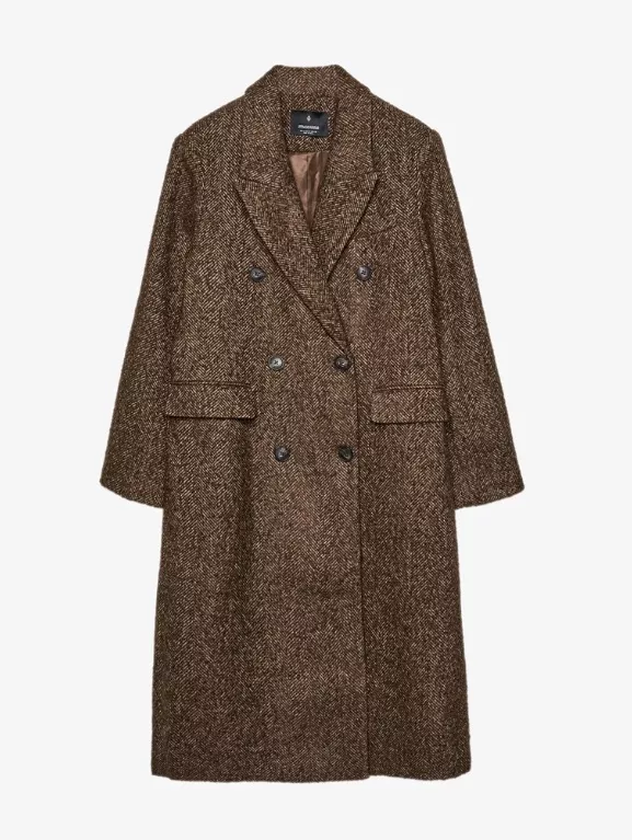 Dlouhý vlněný kabát,  Stradivarius, 1 999 Kč