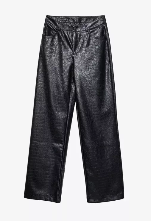 Kalhoty se strukturou hadí kůže, Stradivarius, 789 Kč