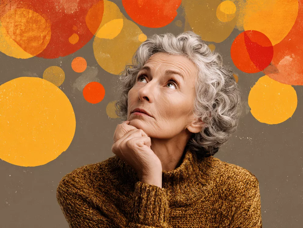 přemýšlející žena