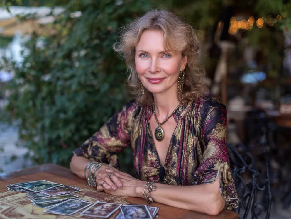 žena s tarotovými kartami