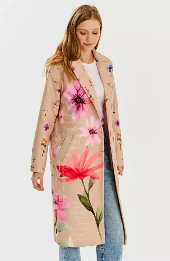 Kabát s výrazným květinovým potiskem, NAOKO, 3 009 Kč