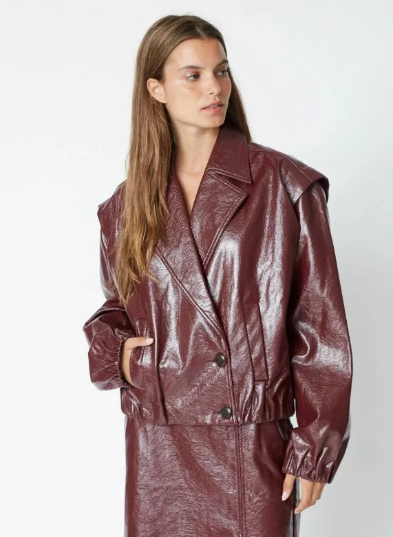 Bordó kožená bunda, Co'couture, 3 700 Kč