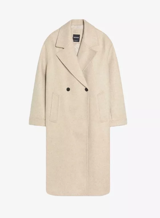 Vlněný kabát, Bershka, 1 499 Kč
