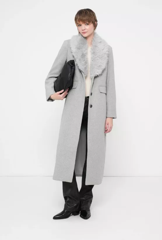 Šedý kabát s odnímatelným límcem, ONLY, 1 188 Kč