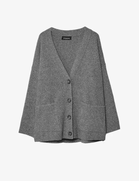 Šedý kardigan, Stradivarius, 699 Kč