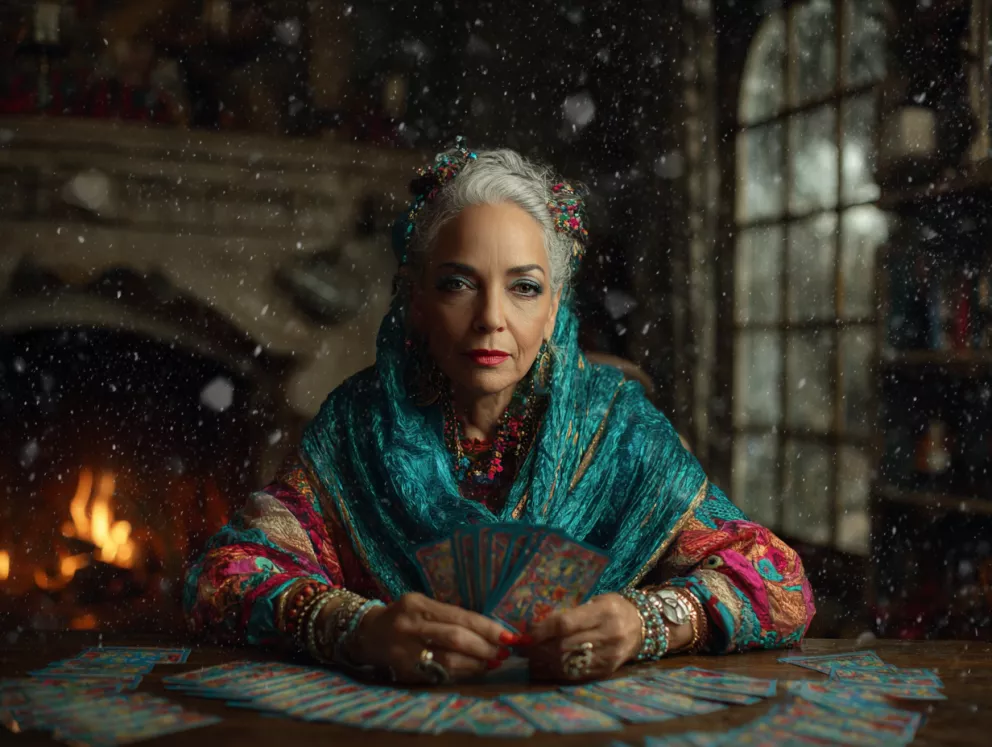 žena s tarotovými kartami