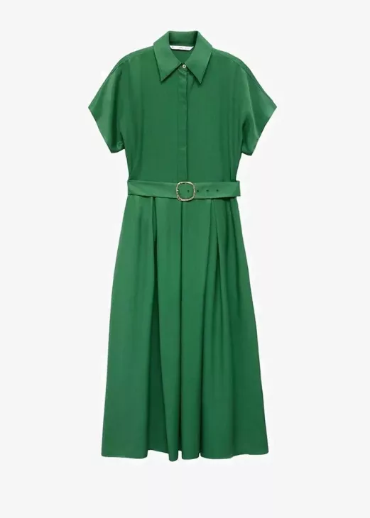 Zelené košilové šaty s páskem, Mango, 1 299 Kč
