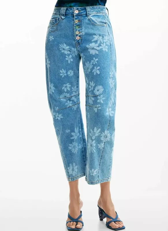 Džíny s jemným květinovým potiskem, Desigual, 3 699 Kč