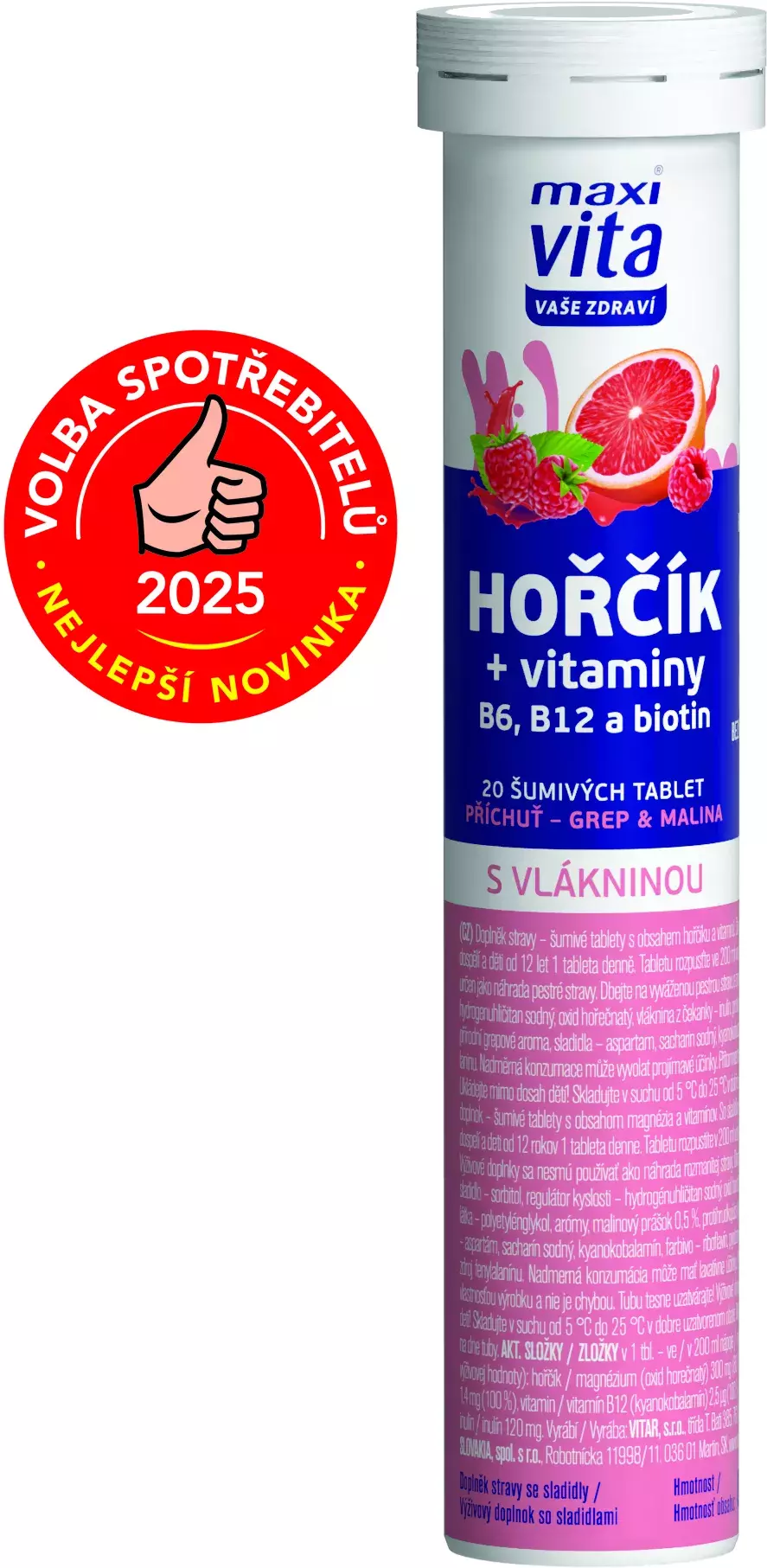 Maxi Vita Hořčík + vitaminy B6, B12 a biotin