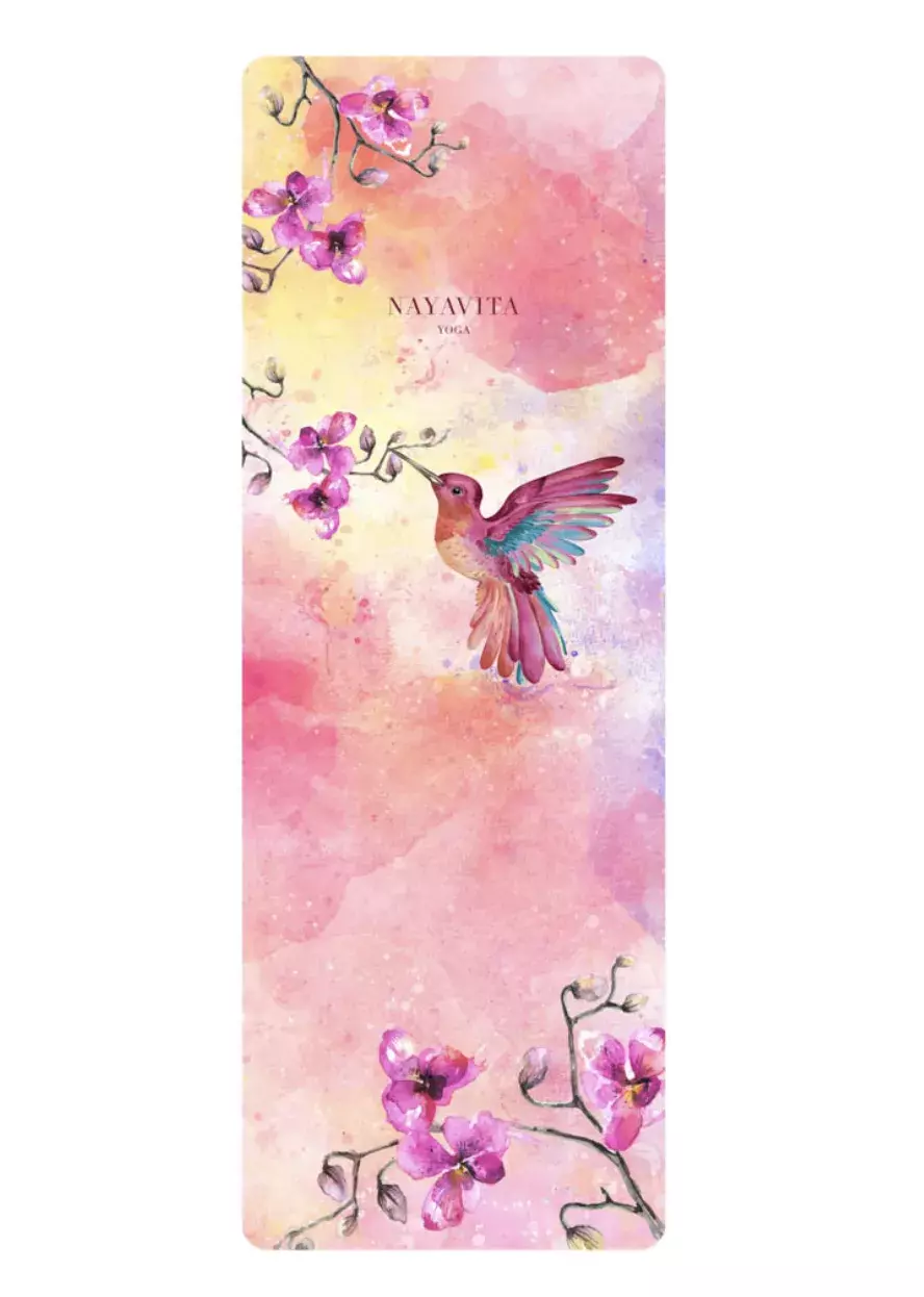 Růžová cestovní podložka na cvičení s kolibříkem Colibri Dream