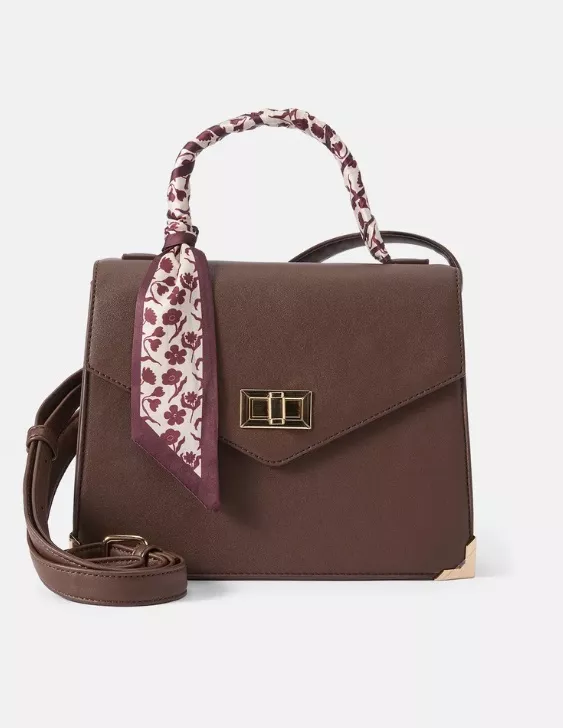 Hnědá kabelka s šátkem kolem ucha, Even&Odd, 630 Kč