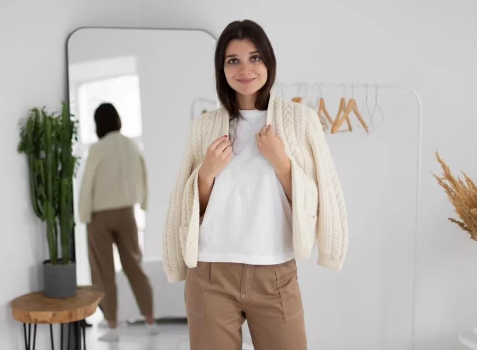 žena vrství oblečení