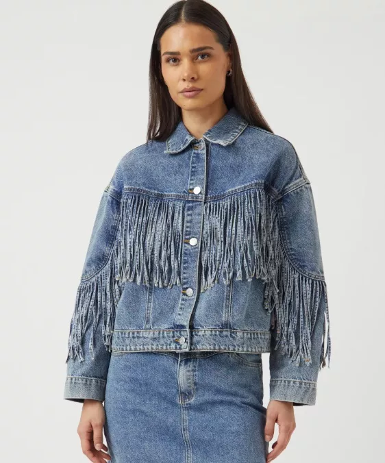 Denimová bunda s třásněmi, YAS, 2 870 Kč