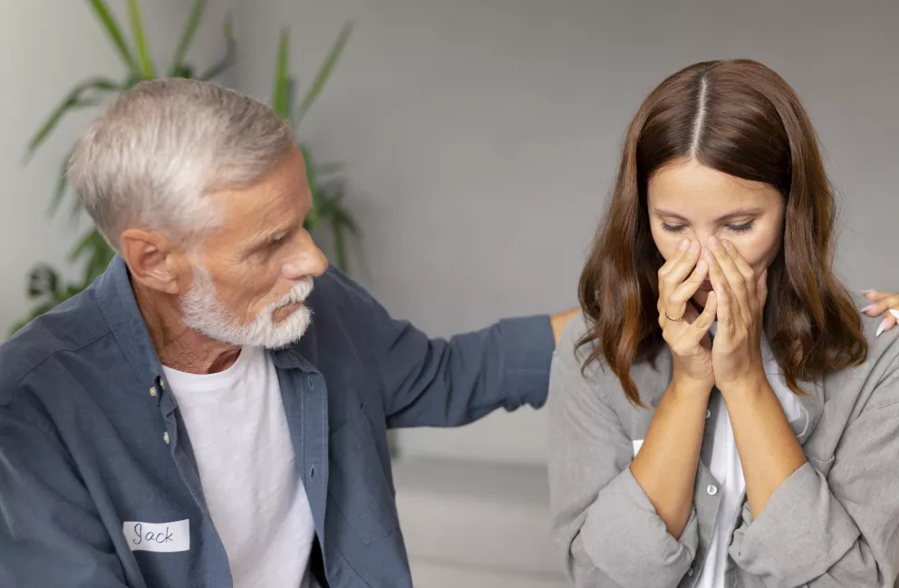 žena, muž, pomoc, snaha, péče, děda, vnučka