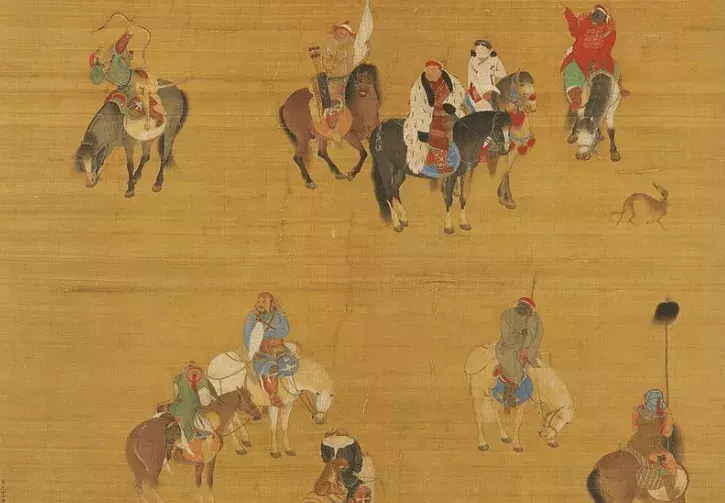 Obraz Kublajchána na lovecké výpravě.