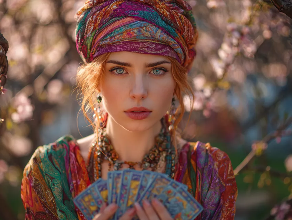 žena s tarotovými kartami