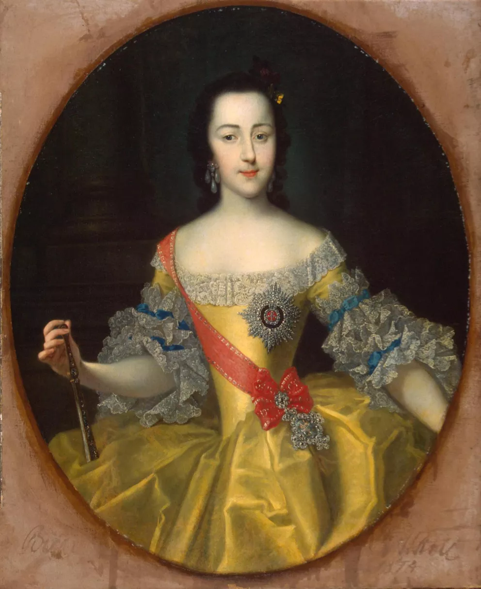 Kateřina na obraze Georg Christoph Grootha z roku 1745.