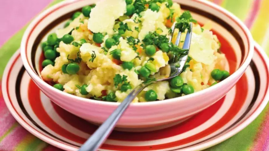 Rýžový týden 1: Hrášková rýže se sýrem