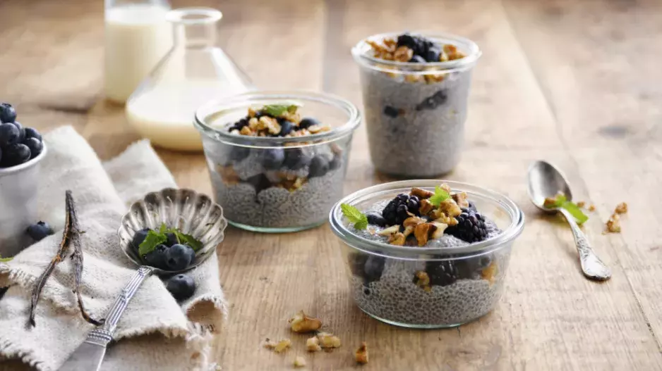 Mandlový chia pudink s vanilkou