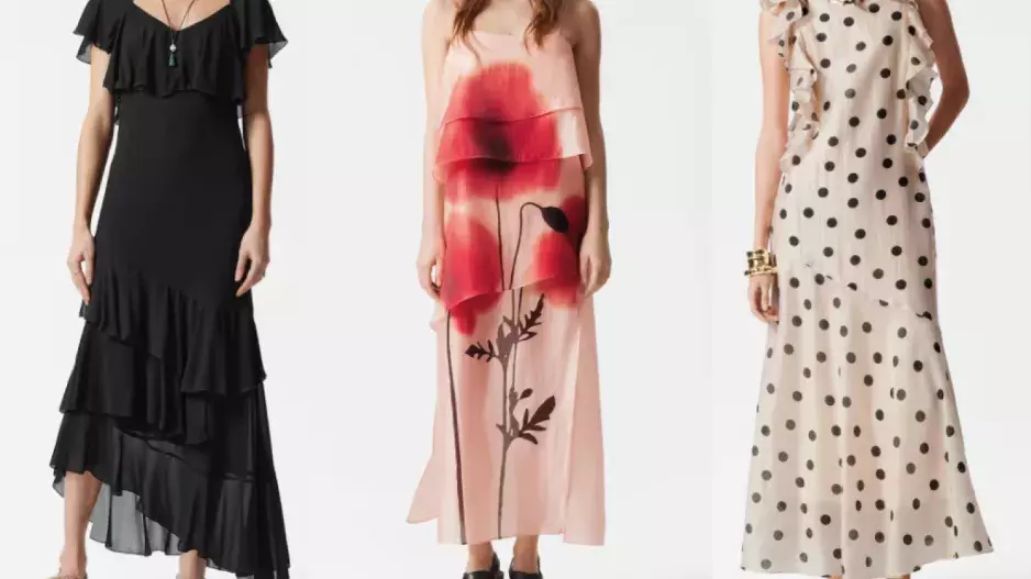 Jaké šaty nosit po 50? Maxi šaty s volány jsou na jaro jako stvořené. V kombinaci s jednou bundou vypadají však dokonale