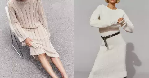 Hitem zimy 2024 jsou pletené šaty s běžnými doplňky, které máte doma